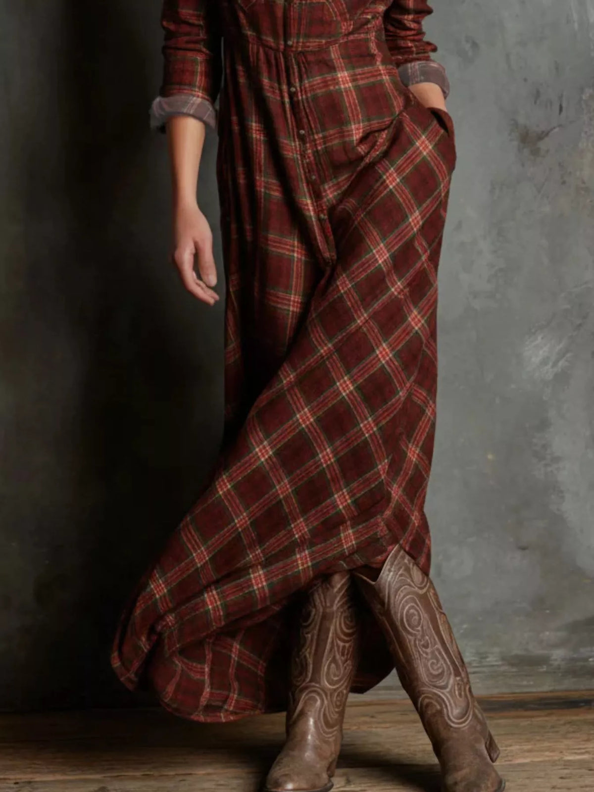 Heritage Flow Plaid Button-Down Dress
