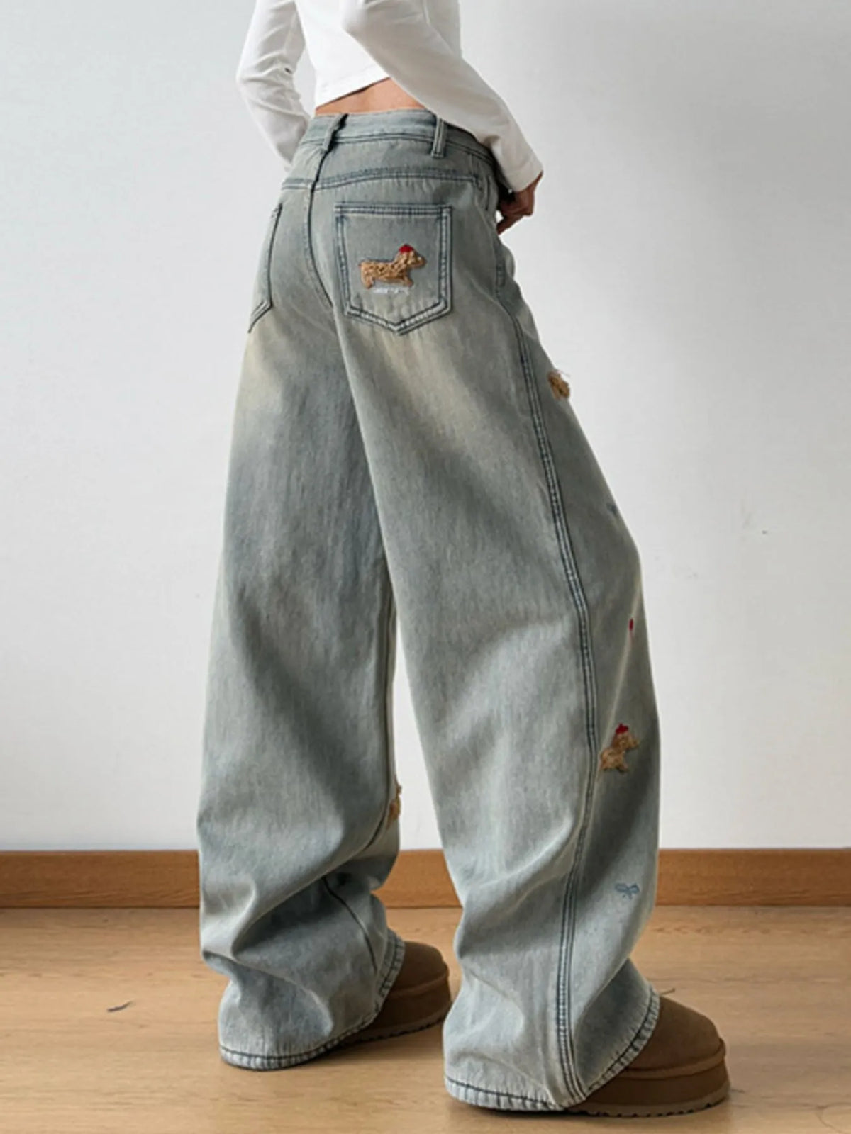 Artisan Drift Embroidered Wide-Leg Jeans