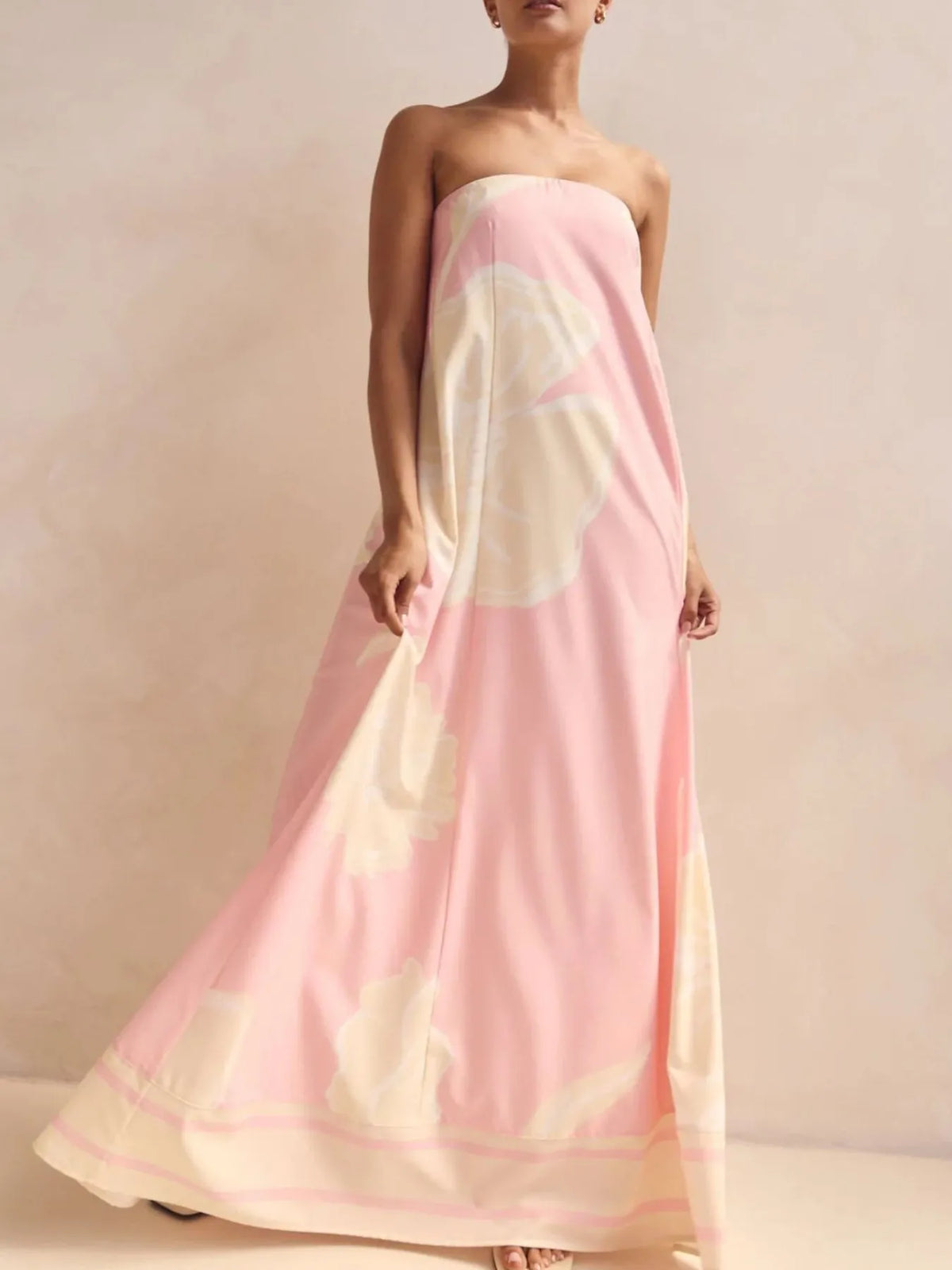 Sunset Flow Printed Tube Maxi Dress