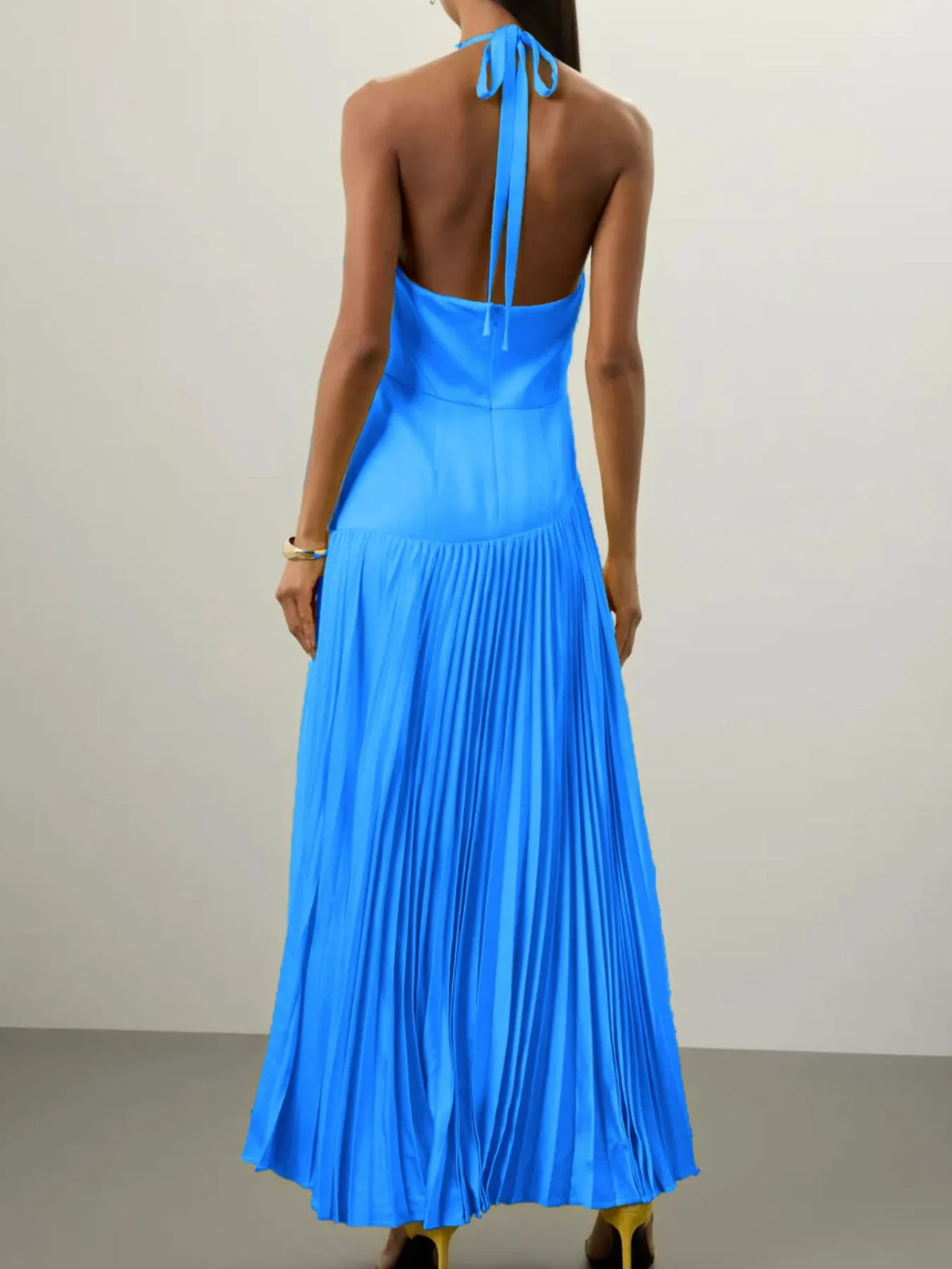 Modern Muse Pleated Halter Maxi Dress