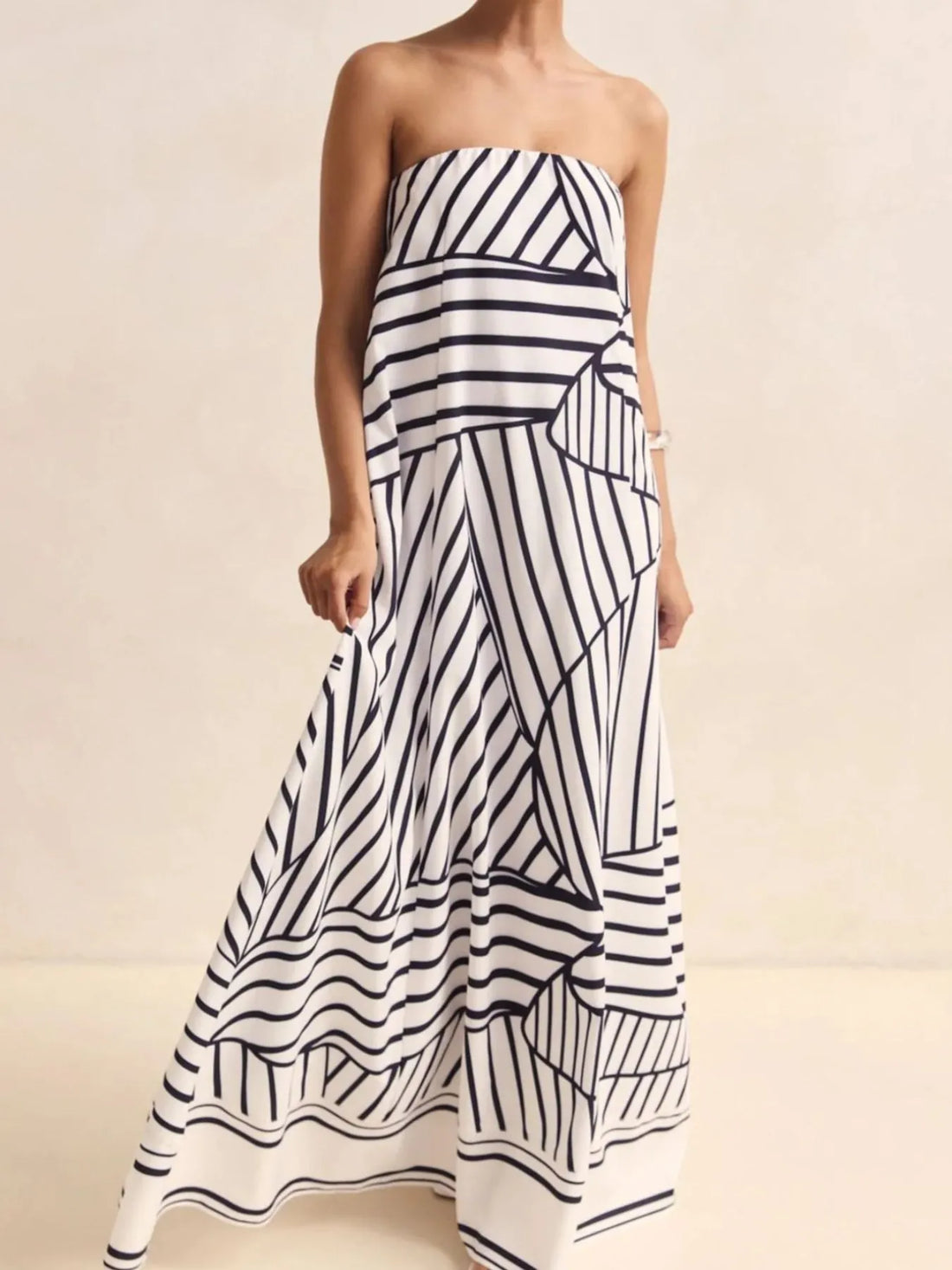 Sunset Flow Printed Tube Maxi Dress