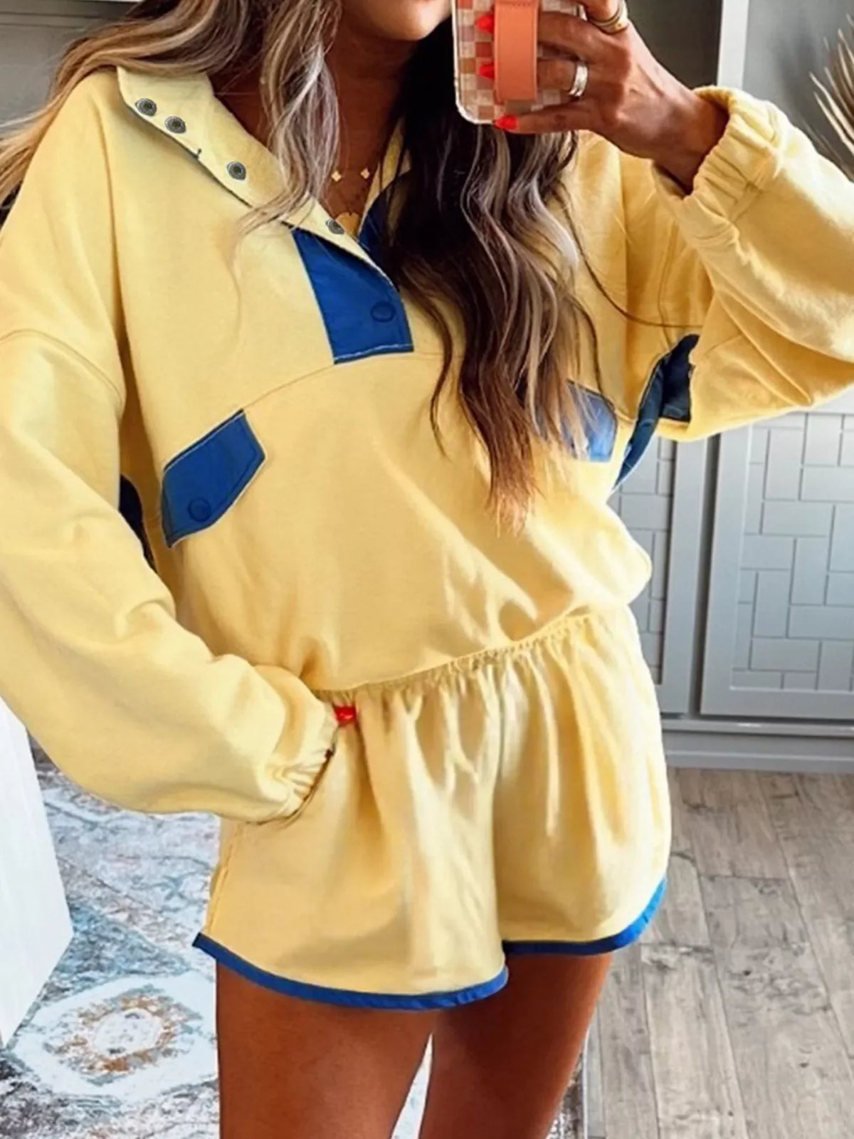 City Pulse Color-Block Top & Shorts Set