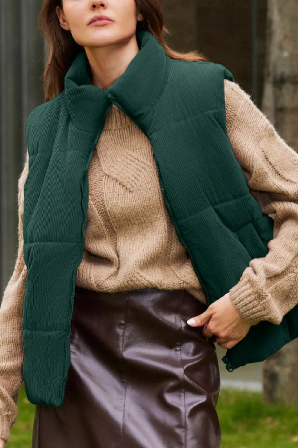 New Horizon Zip Up Turtleneck Vest Coat