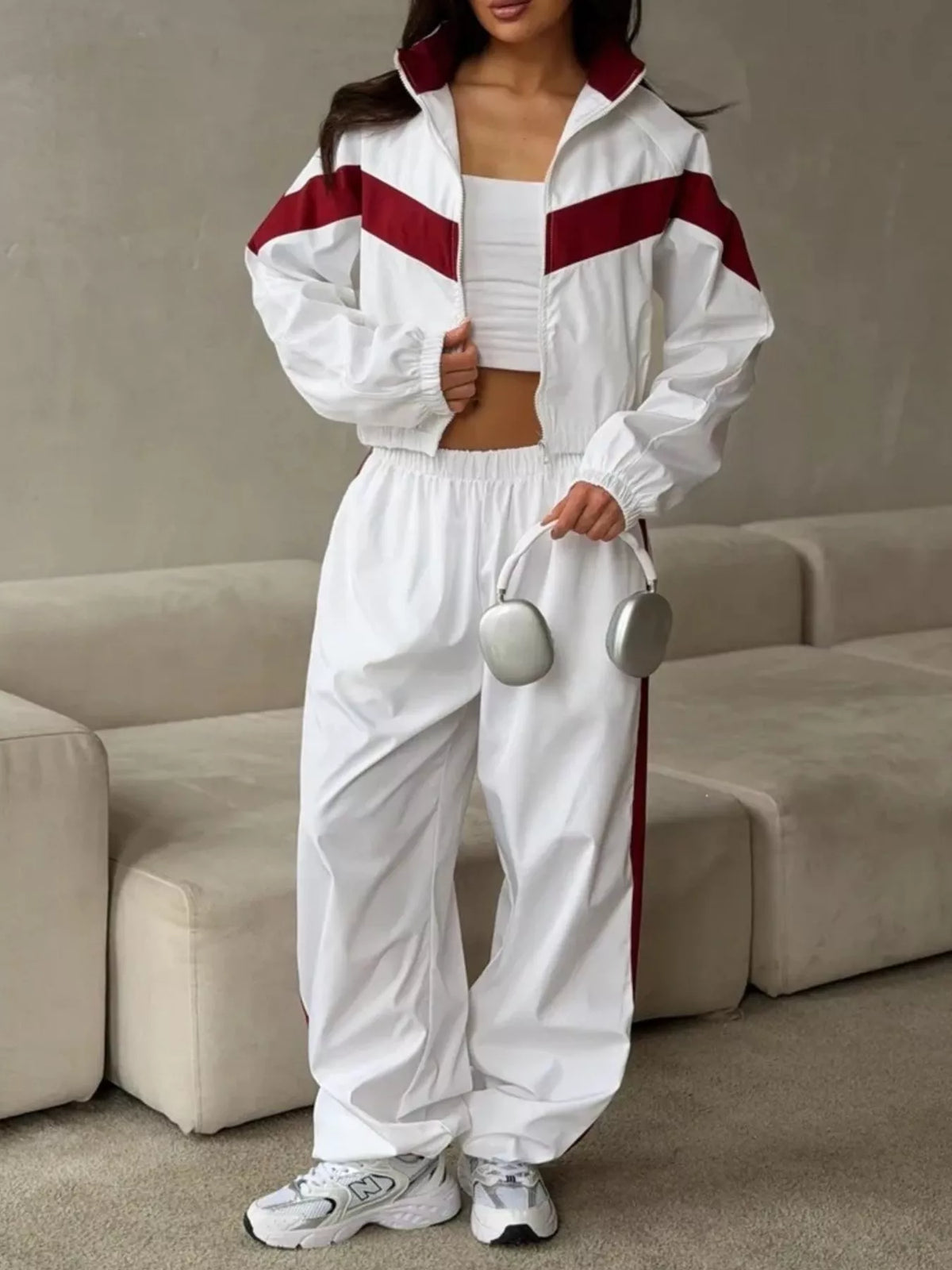 Street Society Color Block Zip Up Top & Pants Set