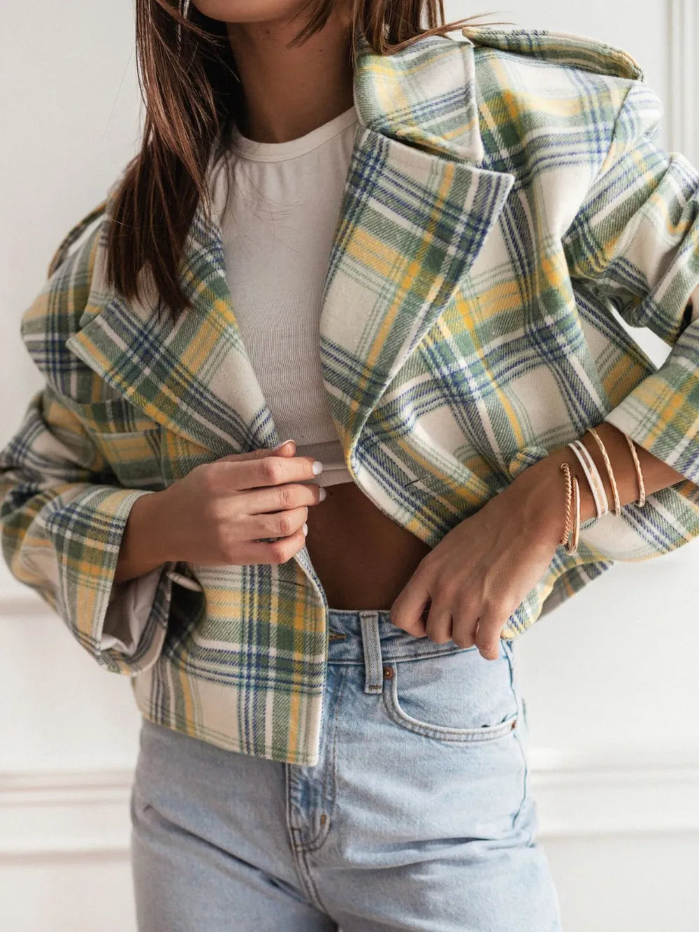 Foundry Glow Plaid Cropped Jacket