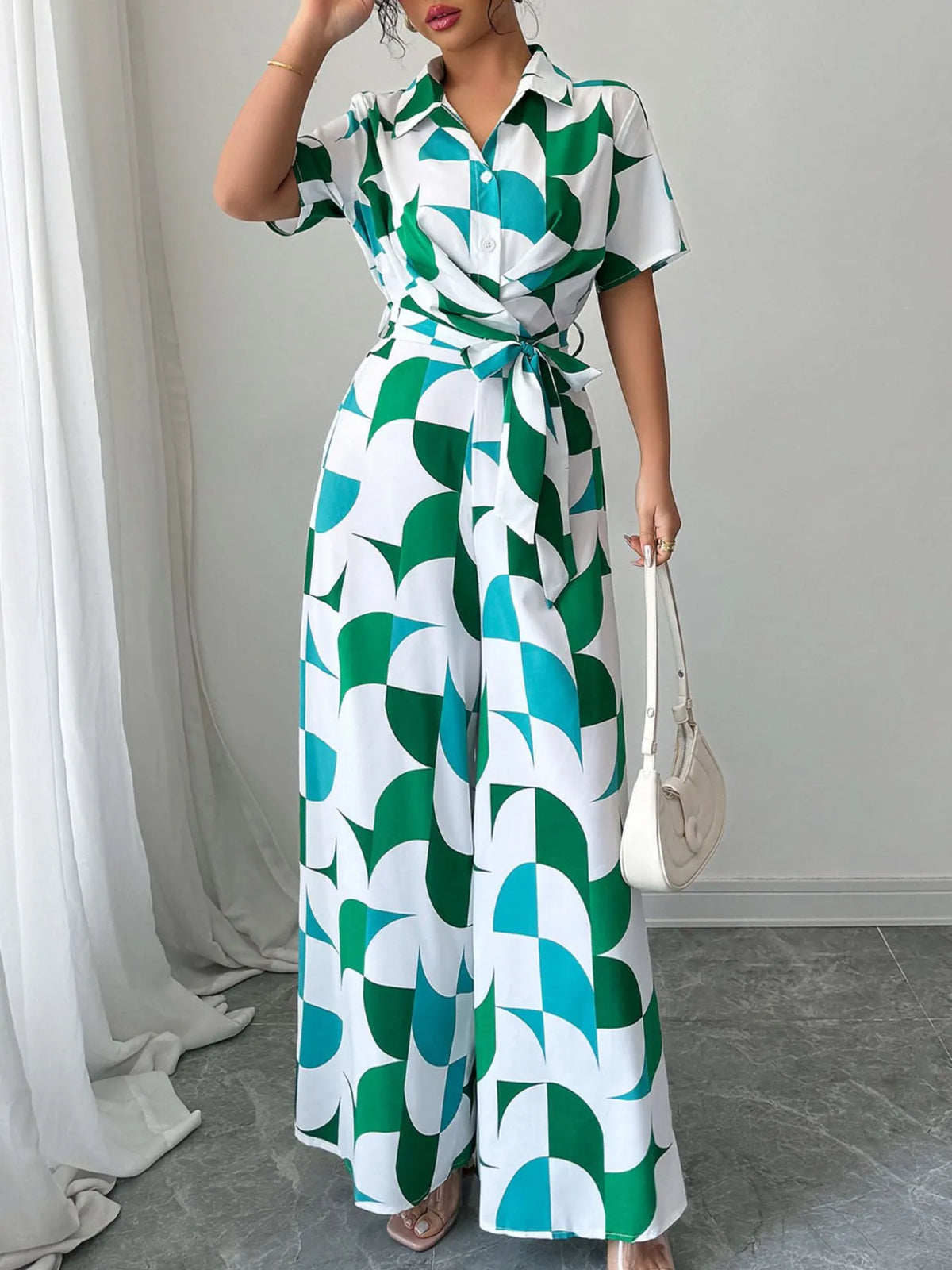 Modern Muse Print Wide Leg Jumpsuit