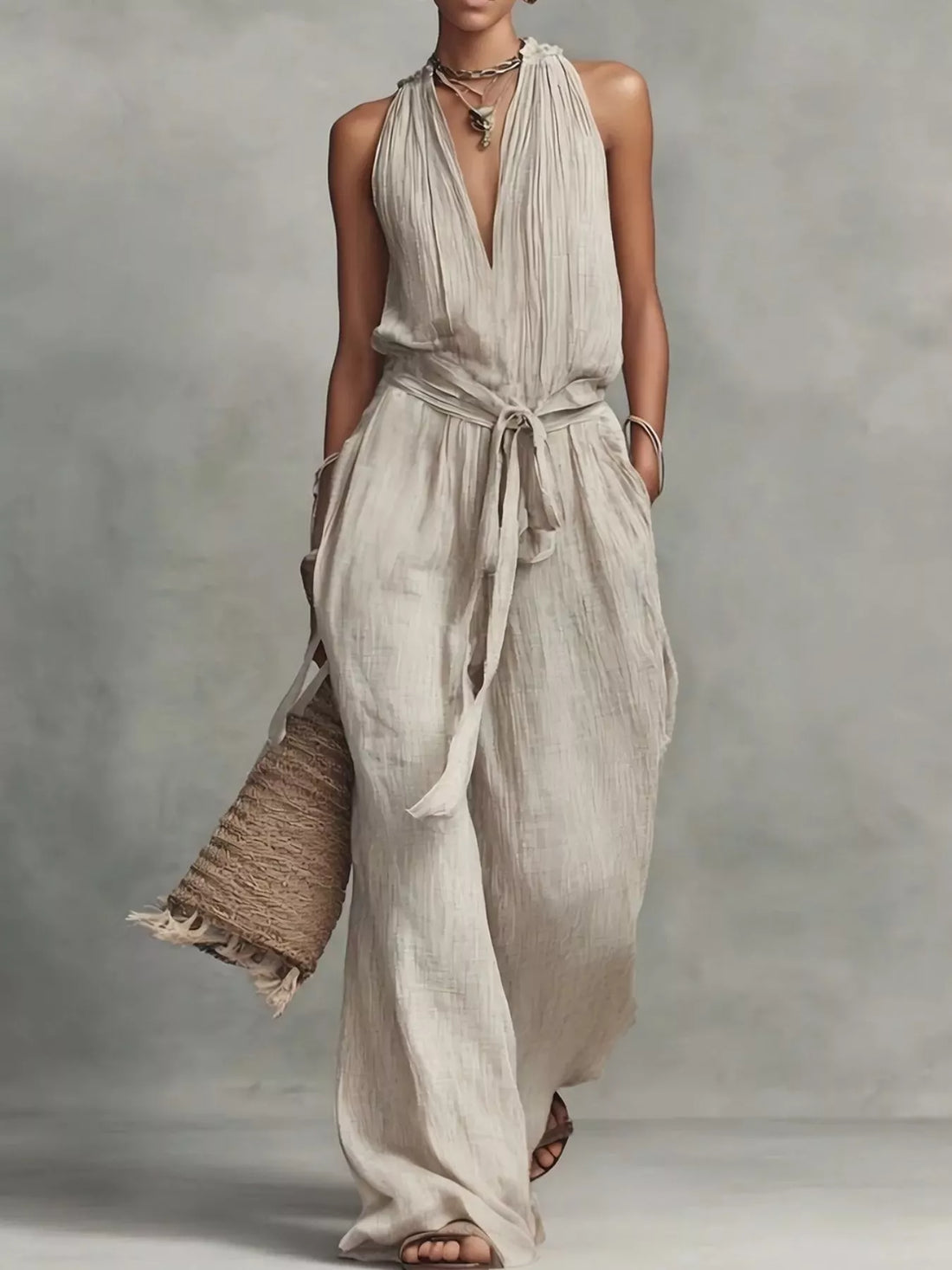 Harbor Glow Sleeveless Wide-Leg Jumpsuit