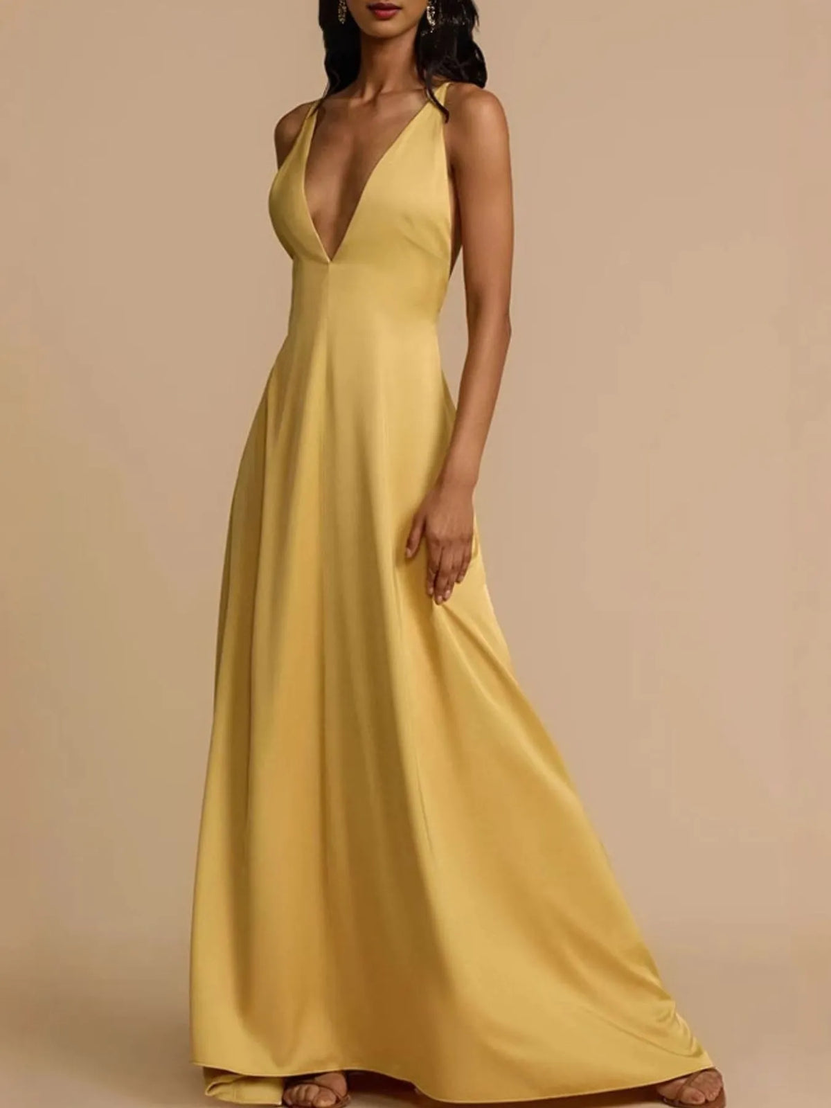 Effortless Allure Deep V-Neck Maxi Dress