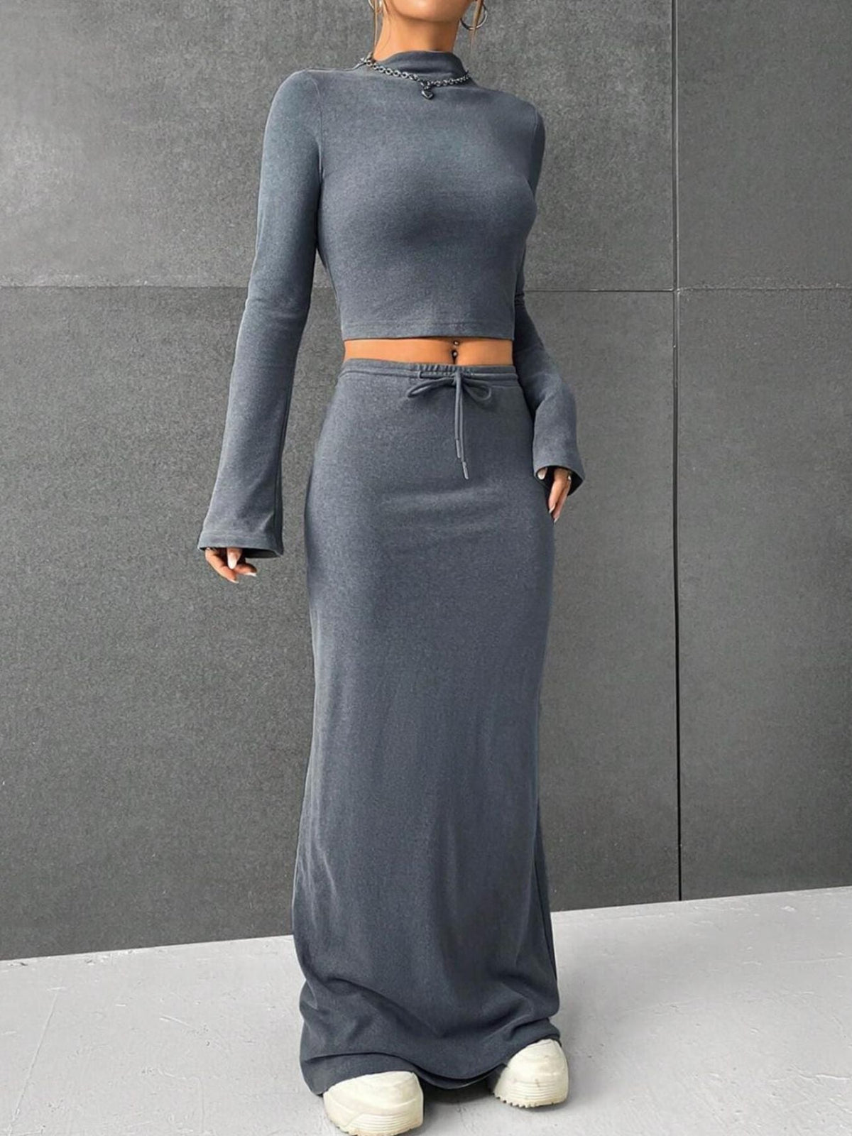 City Escape Top & Drawstring Maxi Skirt Set