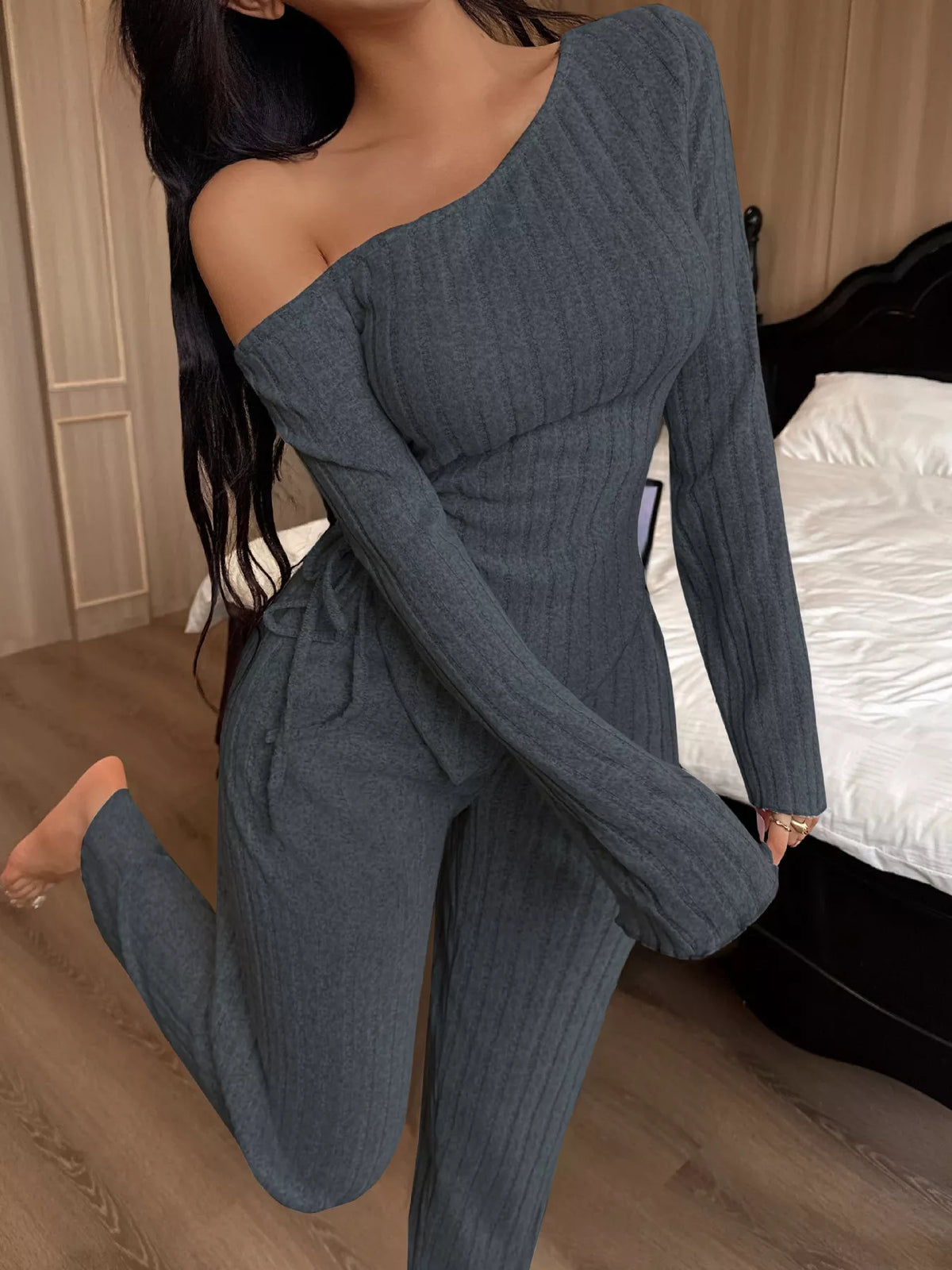 Loft Living Ribbed Knit Top & Pants Set