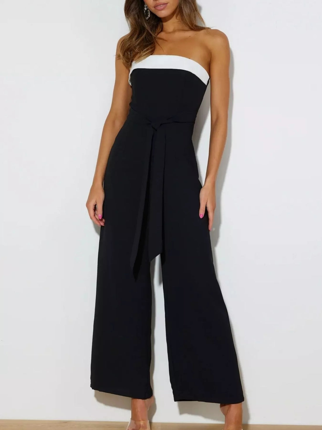Midnight Contrast Wide-Leg Jumpsuit
