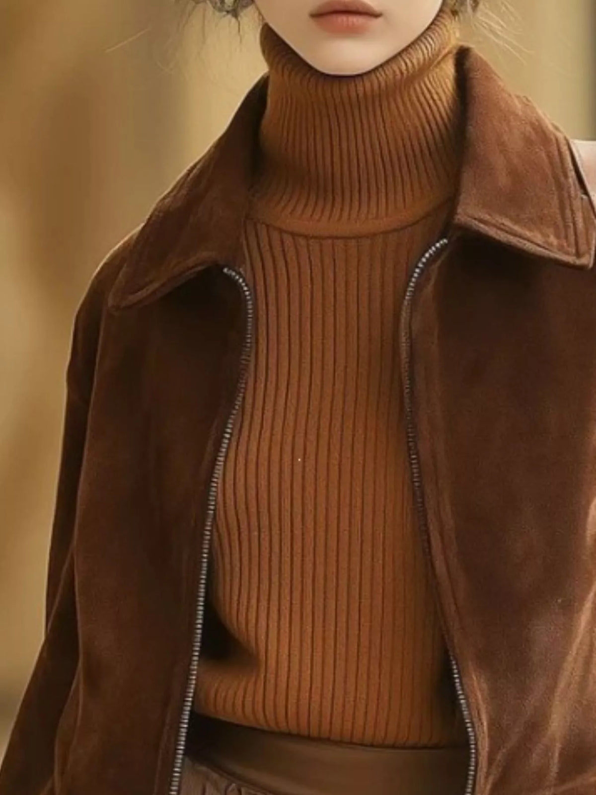Cobblestone Muse Vintage Suede Zip-Up Cropped Jacket