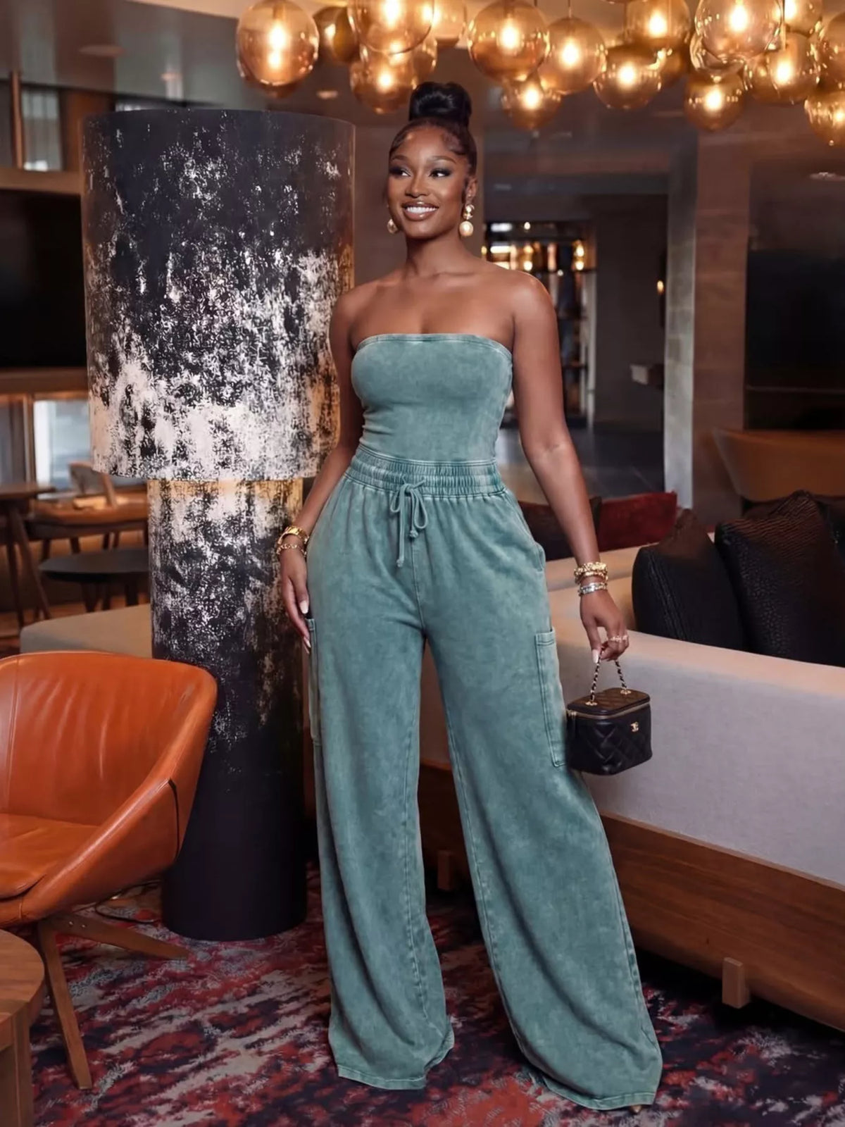 Golden Hour Strapless Wide-Leg Jumpsuit