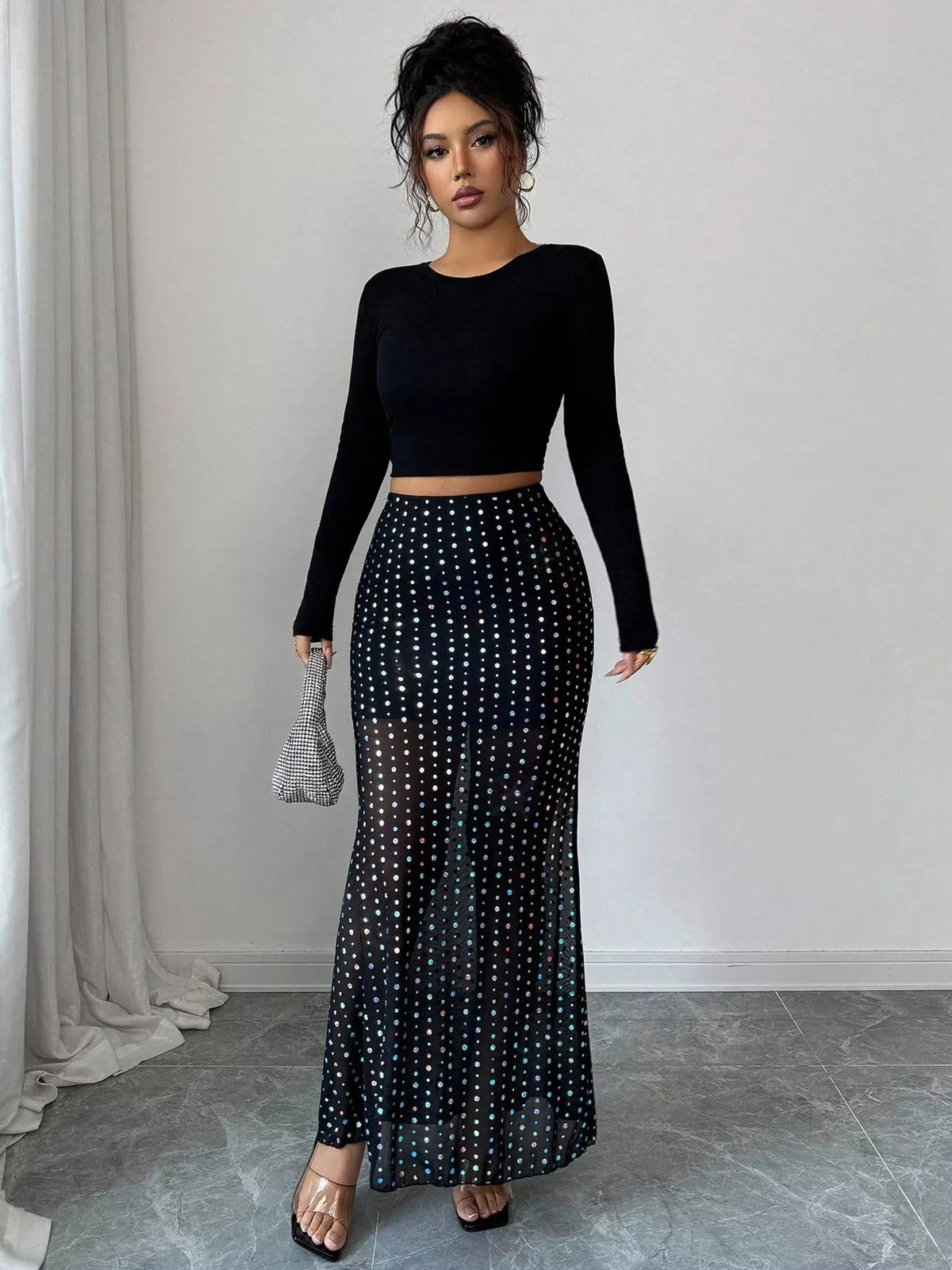 Chic Whimsy Polka Dot Maxi Skirt