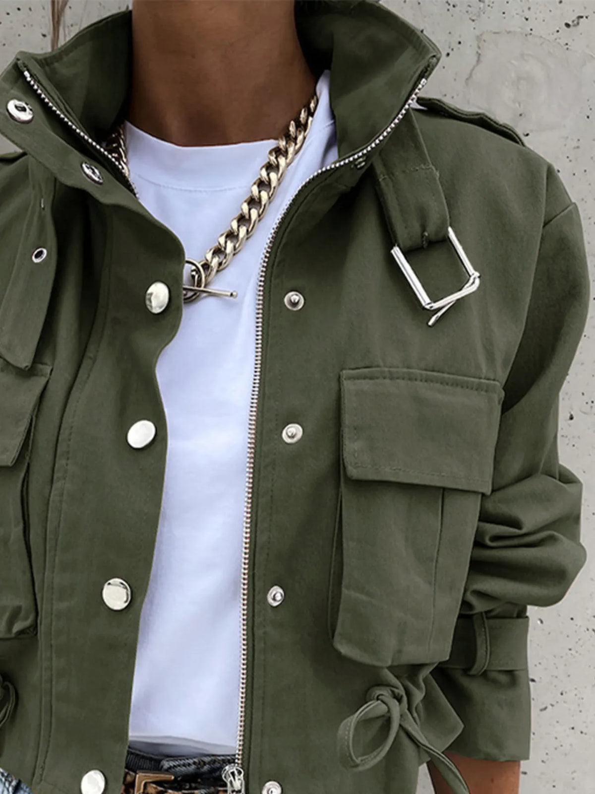 Noir Muse Snap Down Long Sleeve Jacket