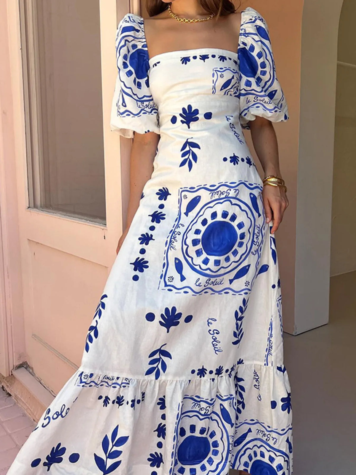 Evening Breeze Puff Sleeve Dress