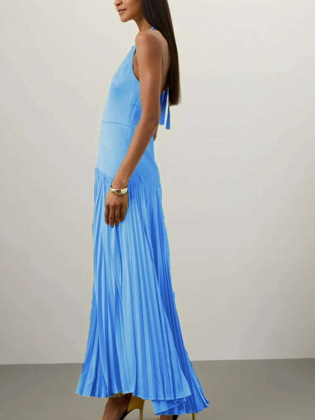 Modern Muse Pleated Halter Maxi Dress