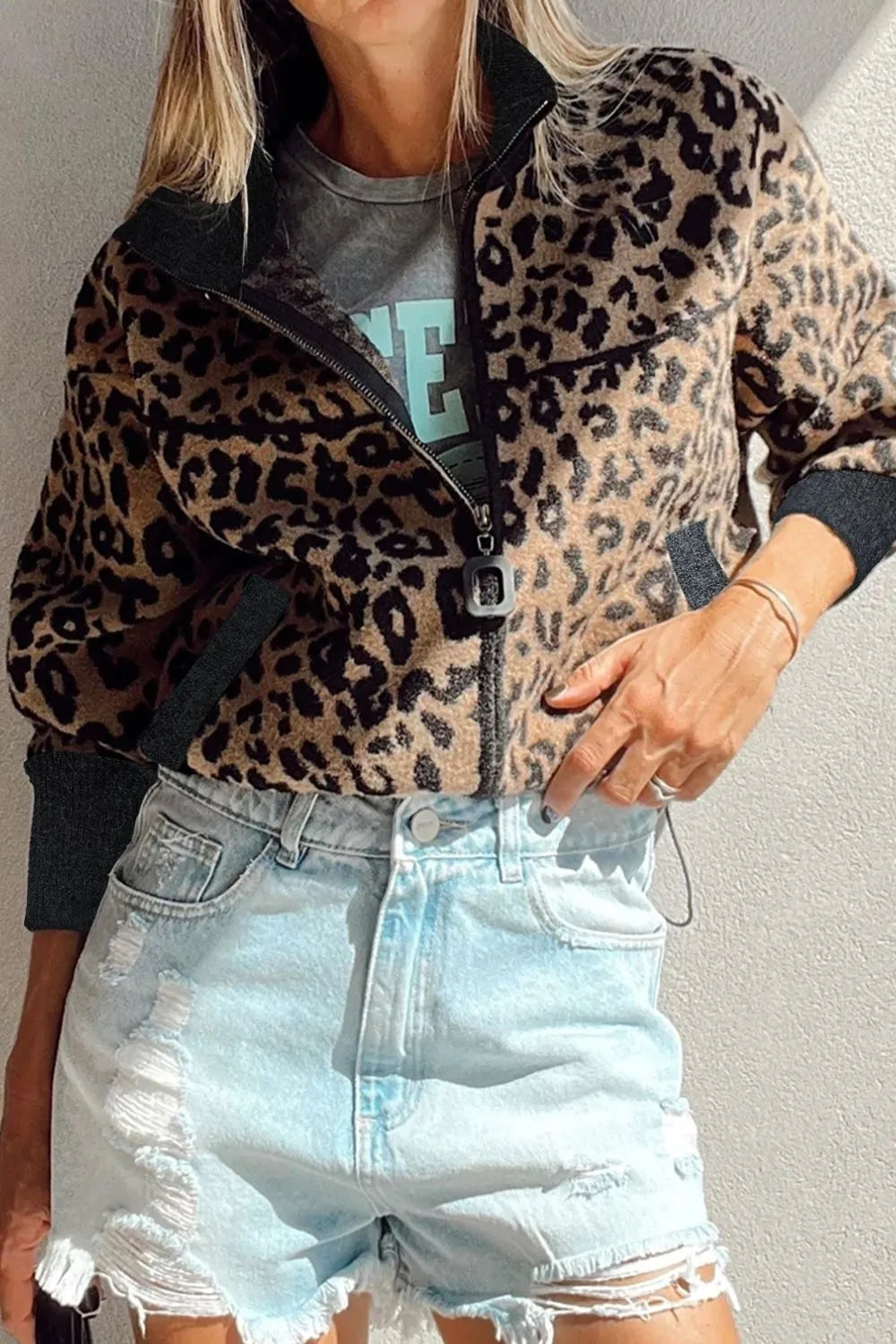 Wild Muse Leopard Zip Up Jacket