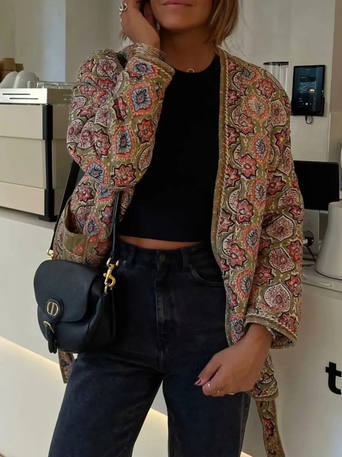Cobblestone Muse Belted Floral Coat