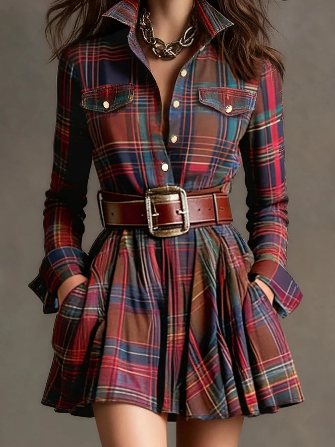 Harbor Check Plaid Shirt Dress
