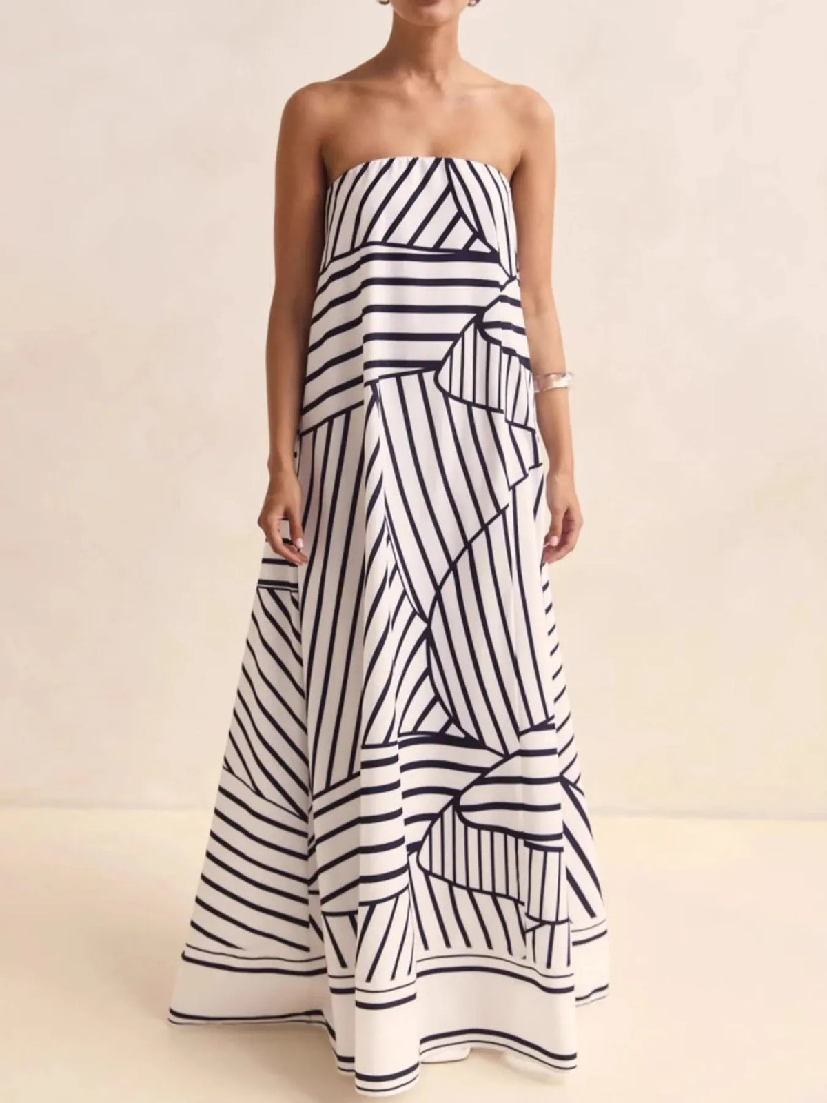 Sunset Flow Printed Tube Maxi Dress