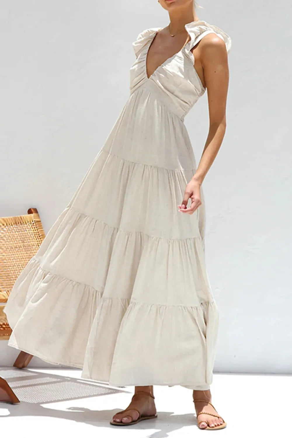 Willow Ruffle V-Neck Tiered Dress
