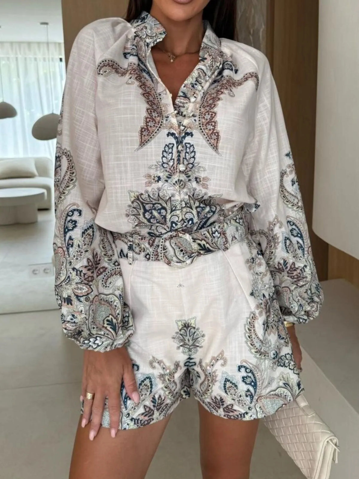Riviera Nightfall Long Sleeve Shorts Set