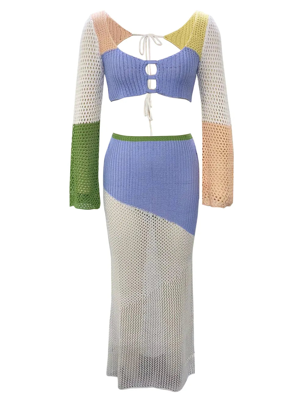 Sea Mist Tied Top and Skirt Cover Up Set