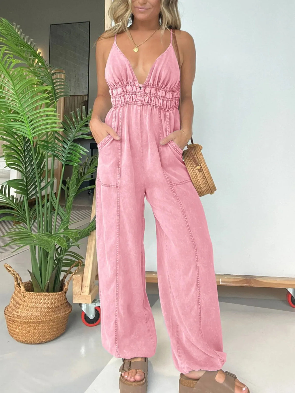 Santorini Breeze Wide-Leg Jumpsuit