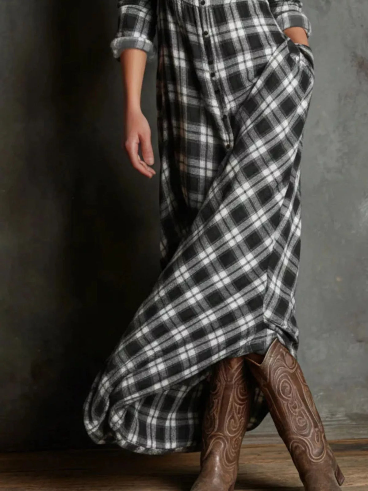 Heritage Flow Plaid Button-Down Dress