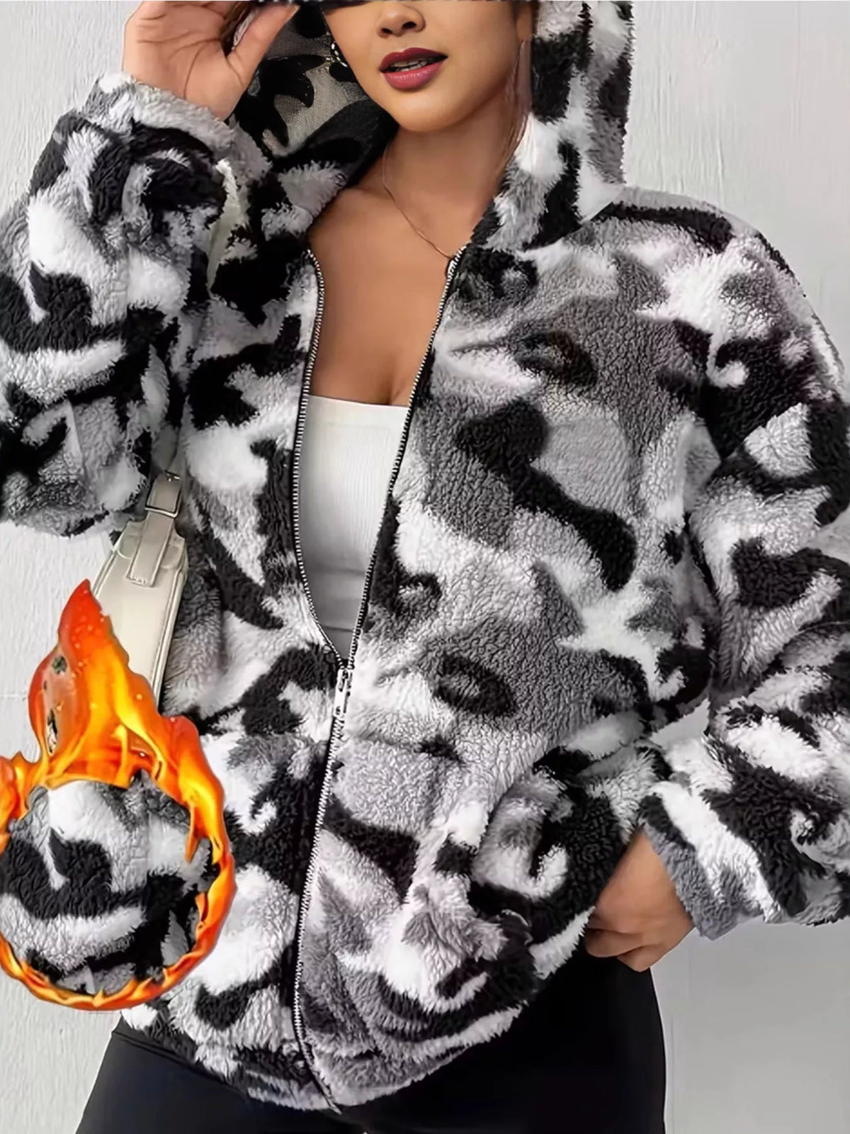 Urban Camo Fuzzy Zip Hoodie