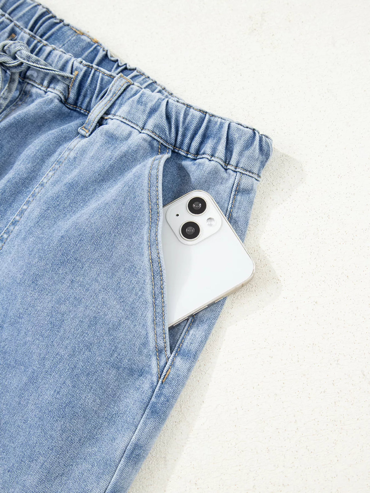 Downtown Drawstring Raw Hem Jeans