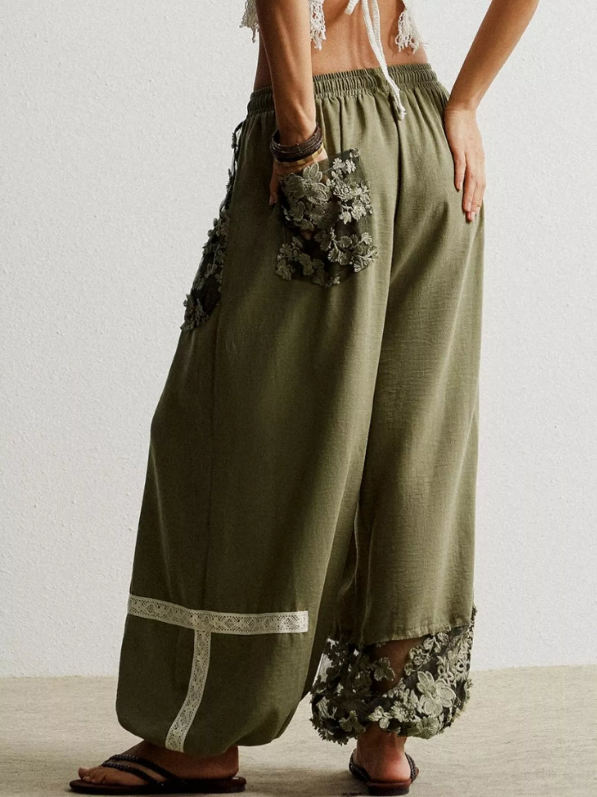Bohemian Grace Lace Detail Harem Pants