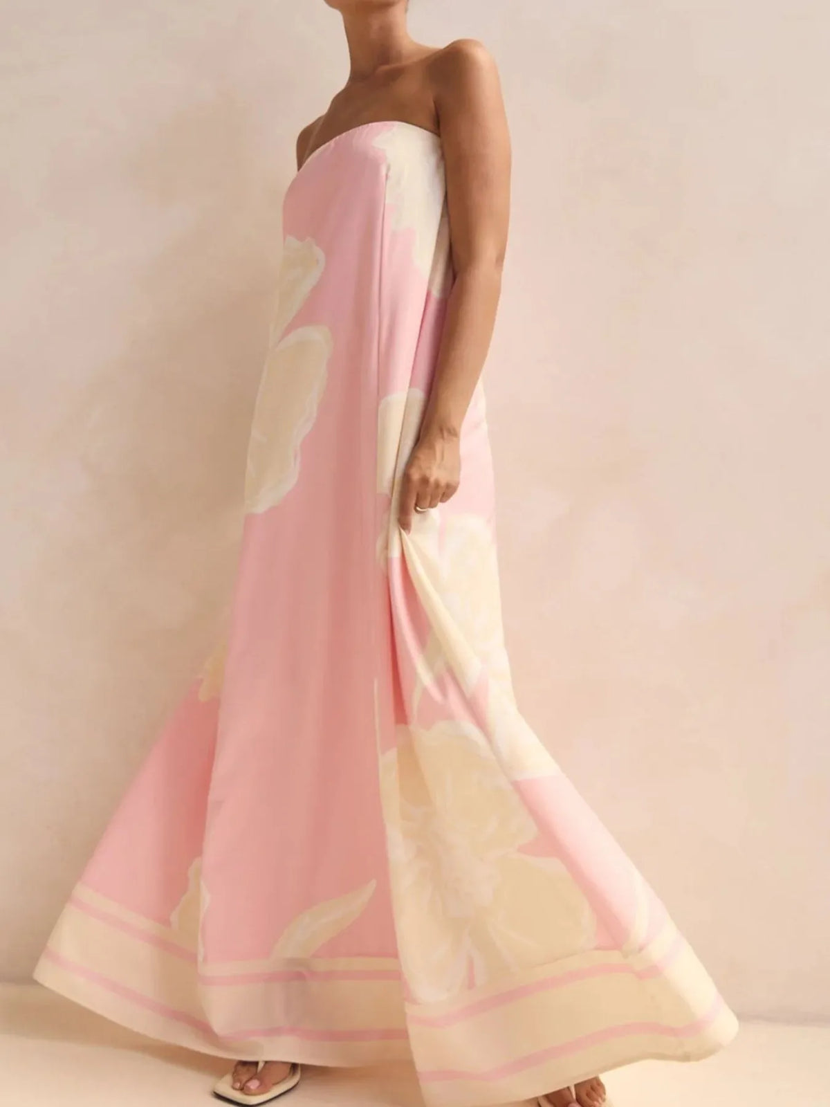 Sunset Flow Printed Tube Maxi Dress