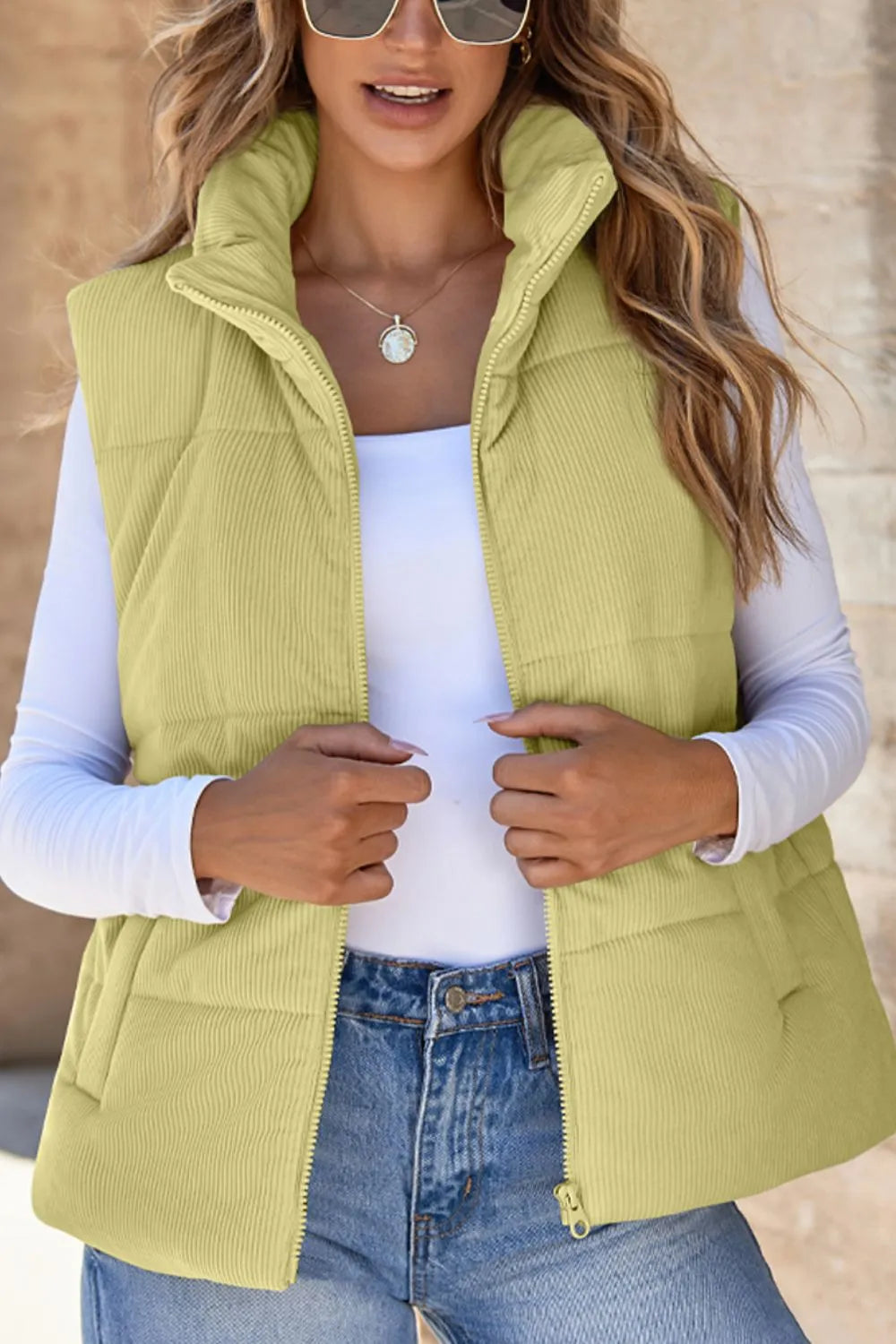 New Horizon Zip Up Turtleneck Vest Coat