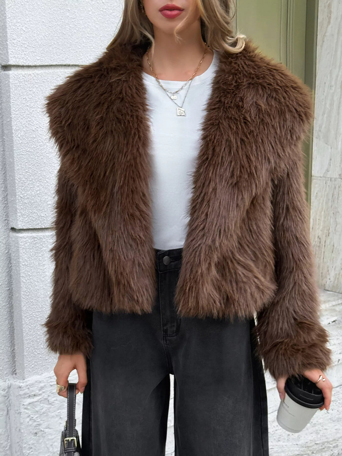 Manhattan Nights Faux Fur Cropped Jacket