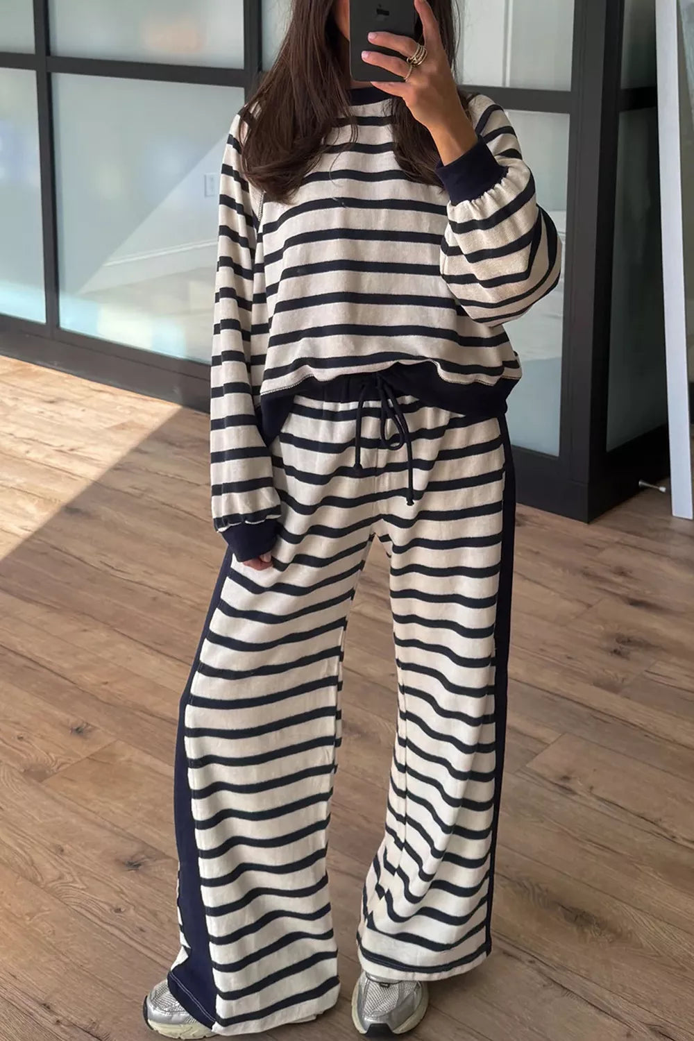 Loft Living Stripe Top & Drawstring Pant Set