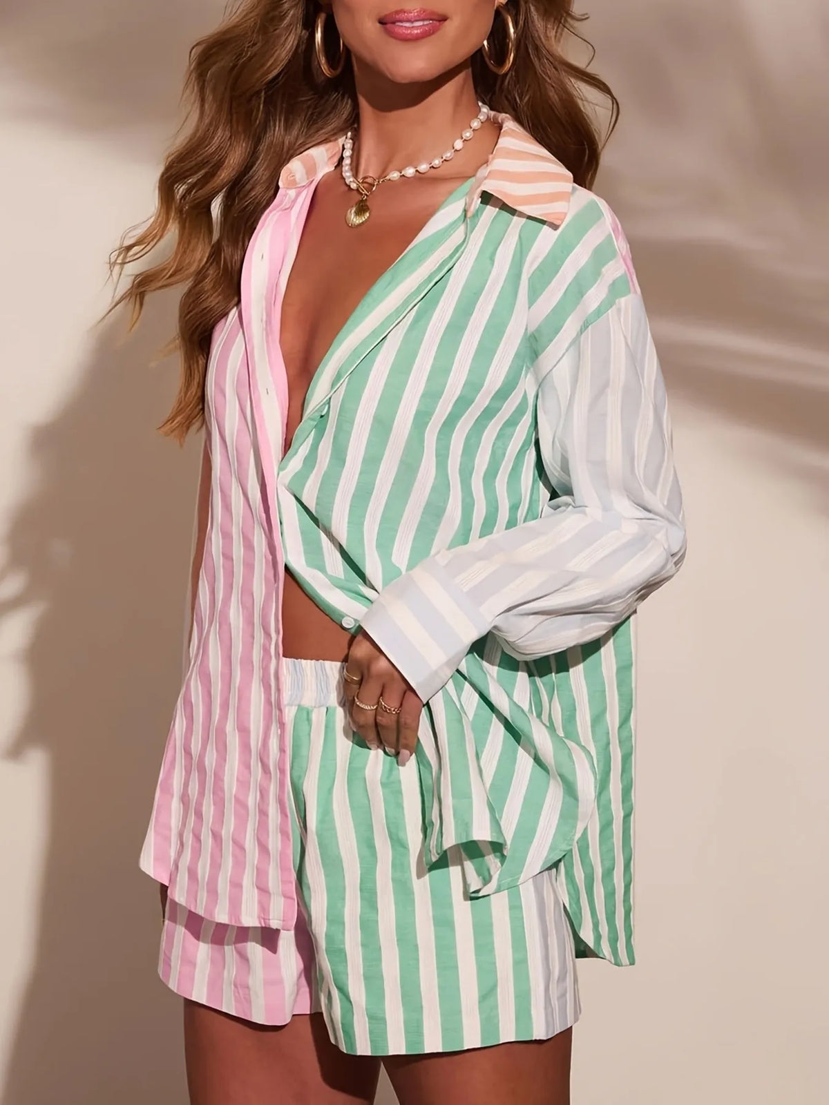Harbor Breeze Striped Shirt & Shorts Set