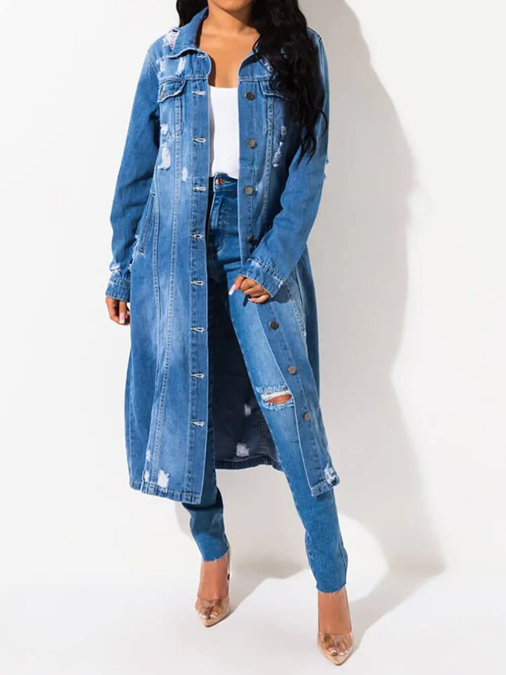 Downtown Edge Raw Hem Denim Jacket