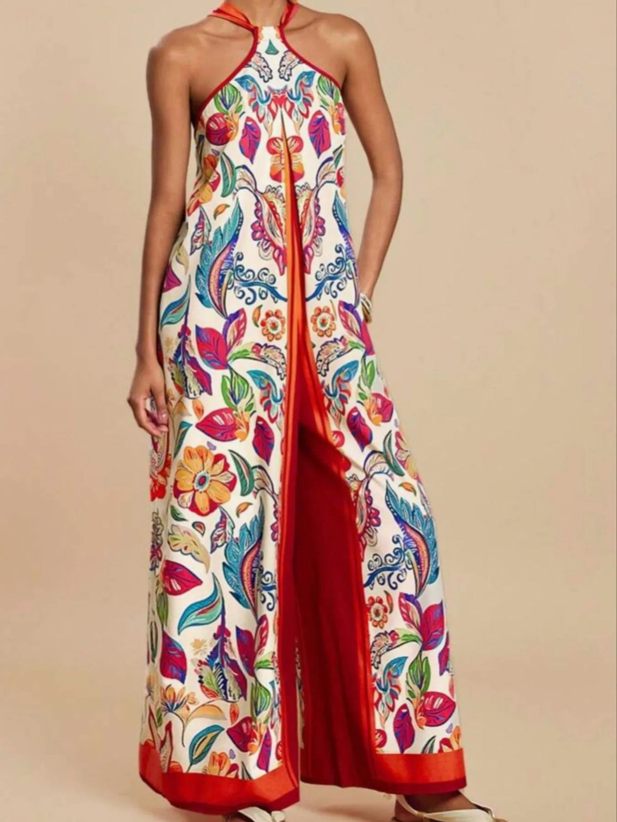 Brooklyn Bloom Halter Wide-Leg Jumpsuit
