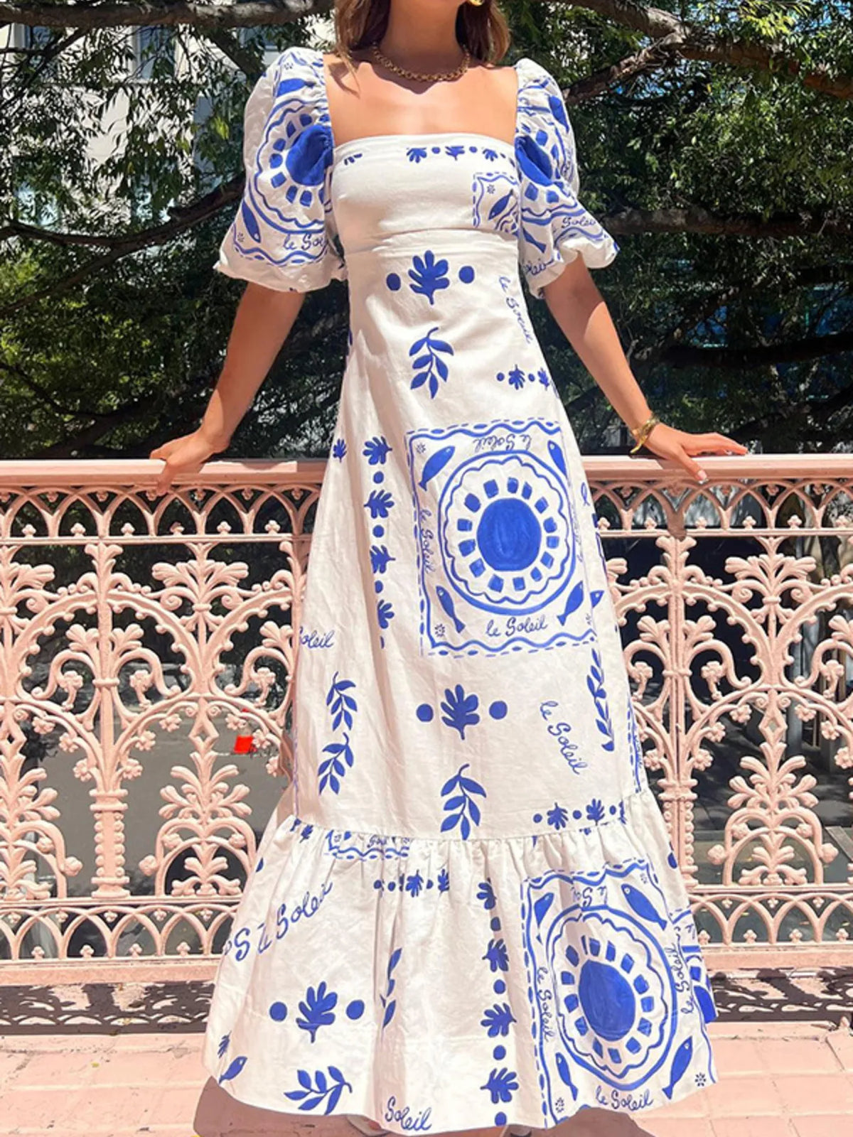 Evening Breeze Puff Sleeve Dress