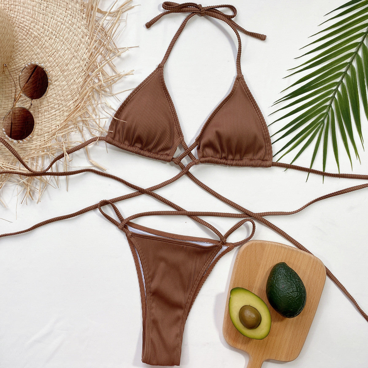 Crossfire Ribbed Halter Bikini Set