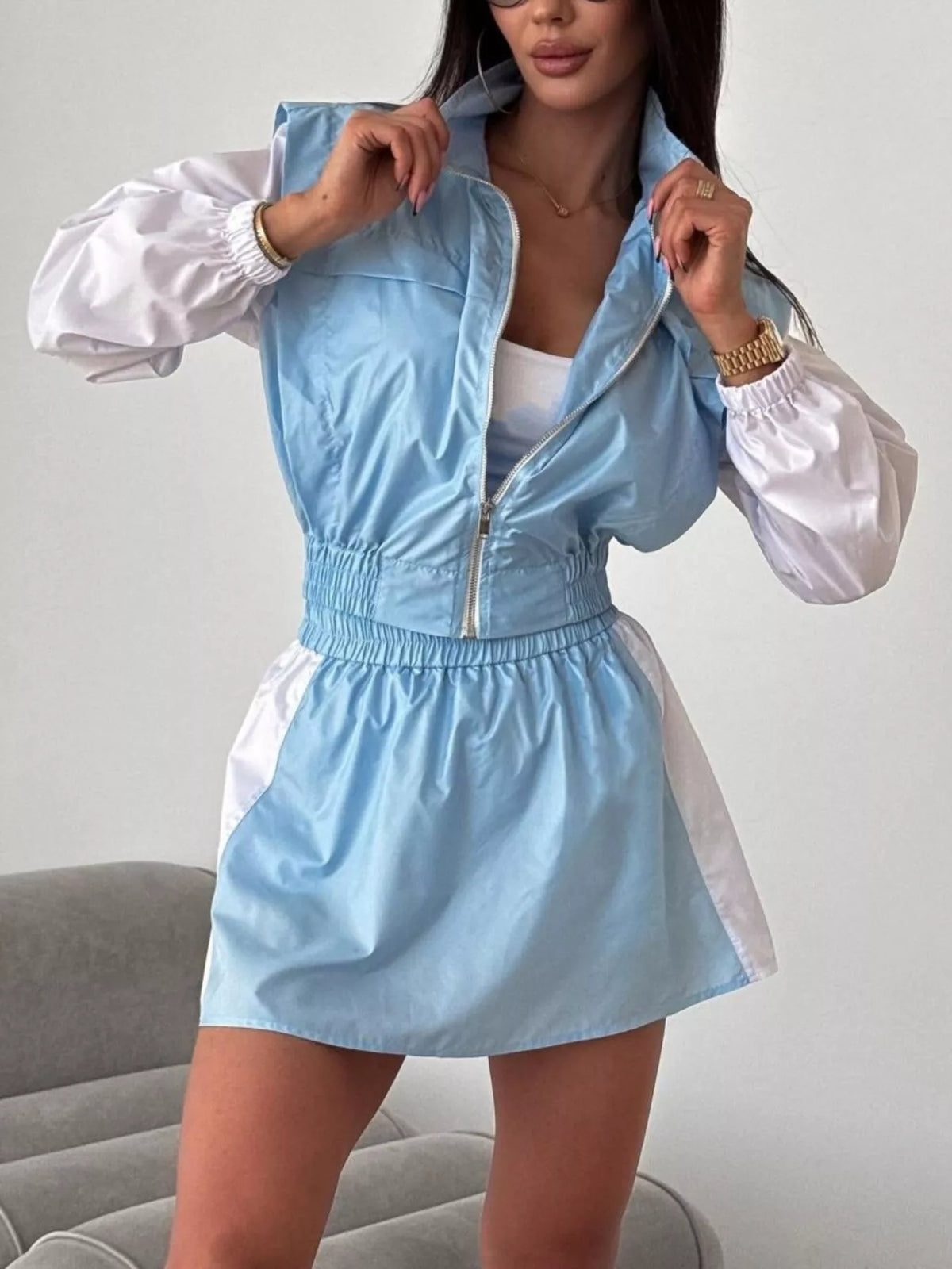 Rebel Color Block Jacket & Skirt Set