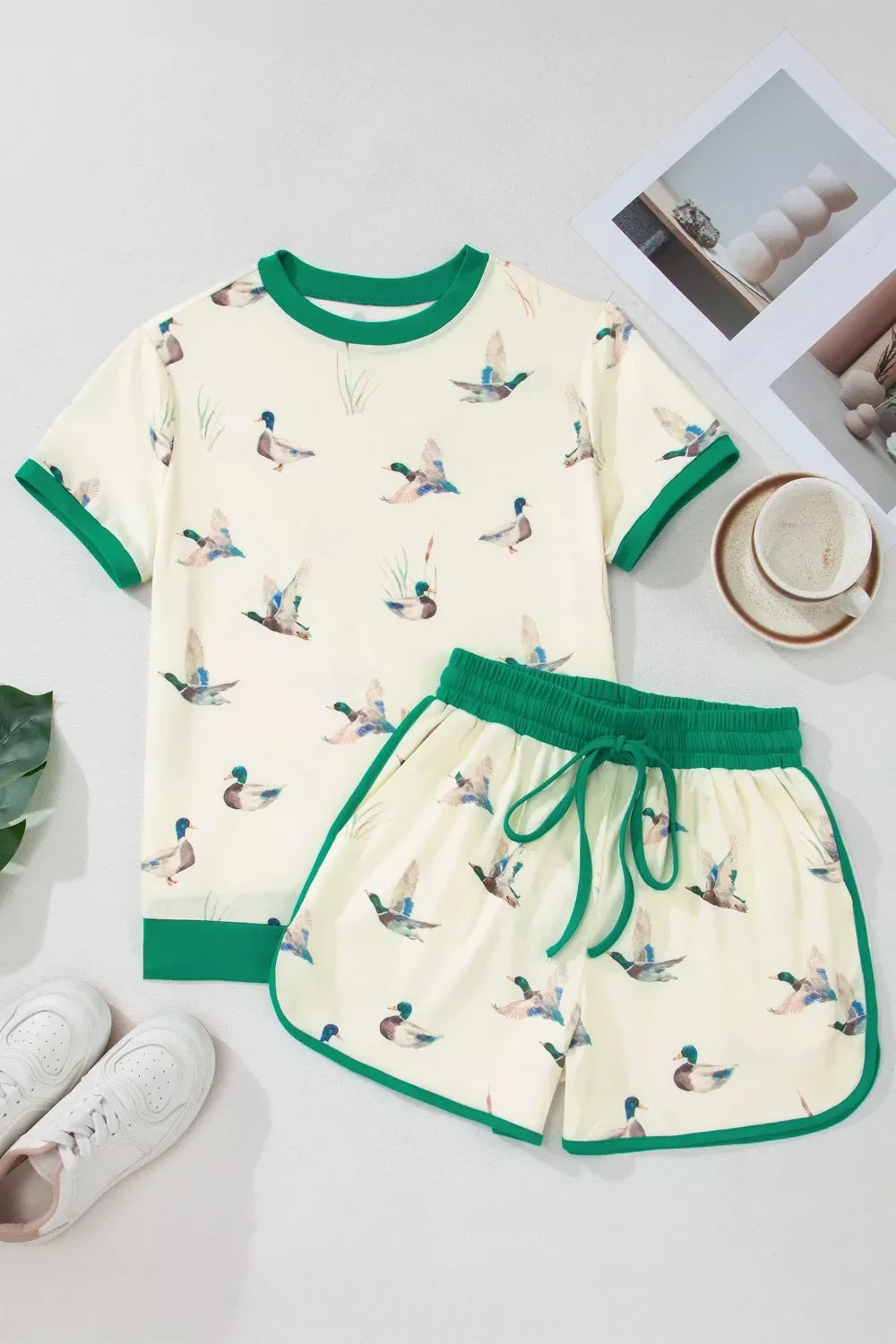 Casual Luxe Mallard Printed Top & Short Set