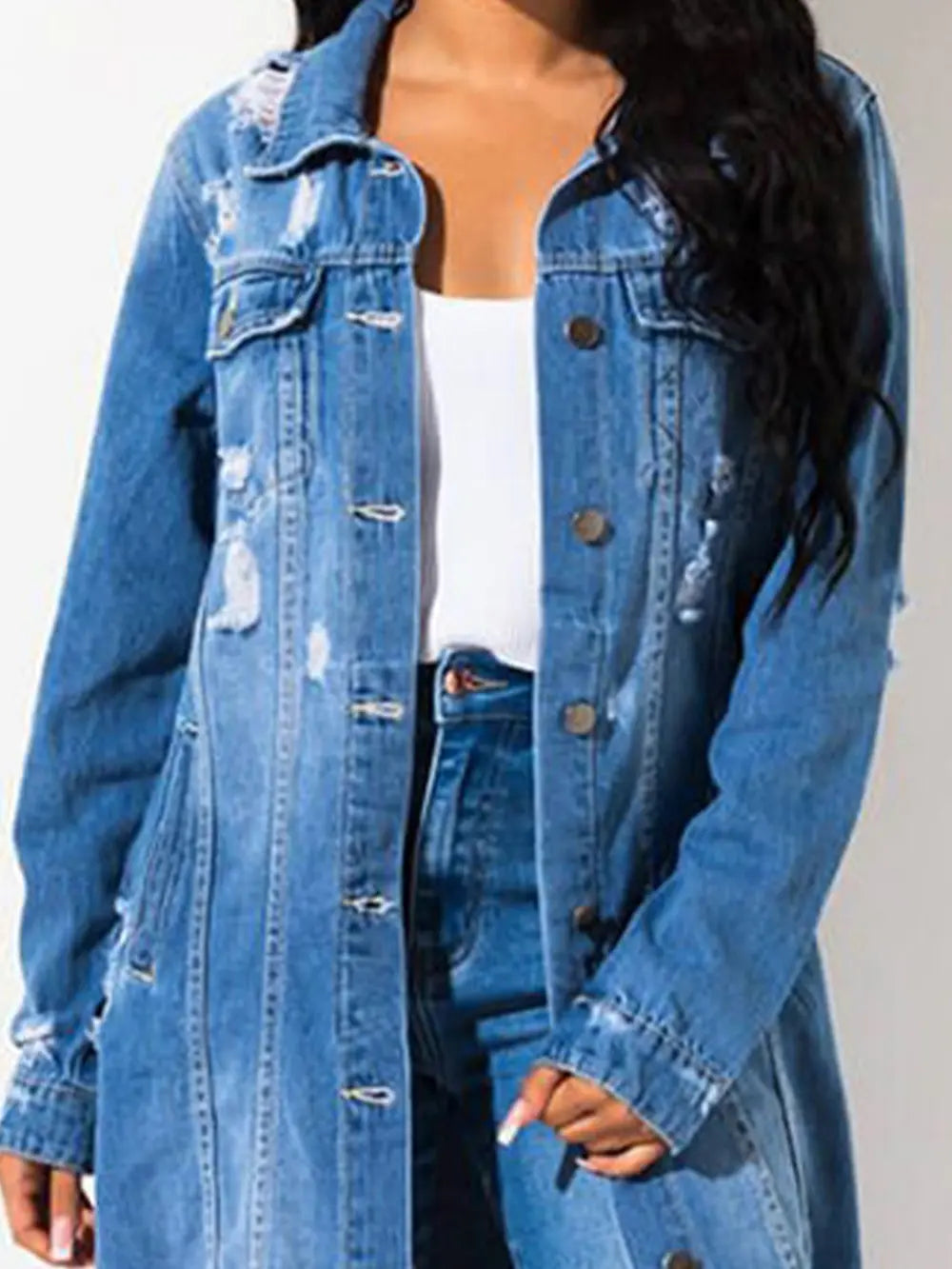 Downtown Edge Raw Hem Denim Jacket