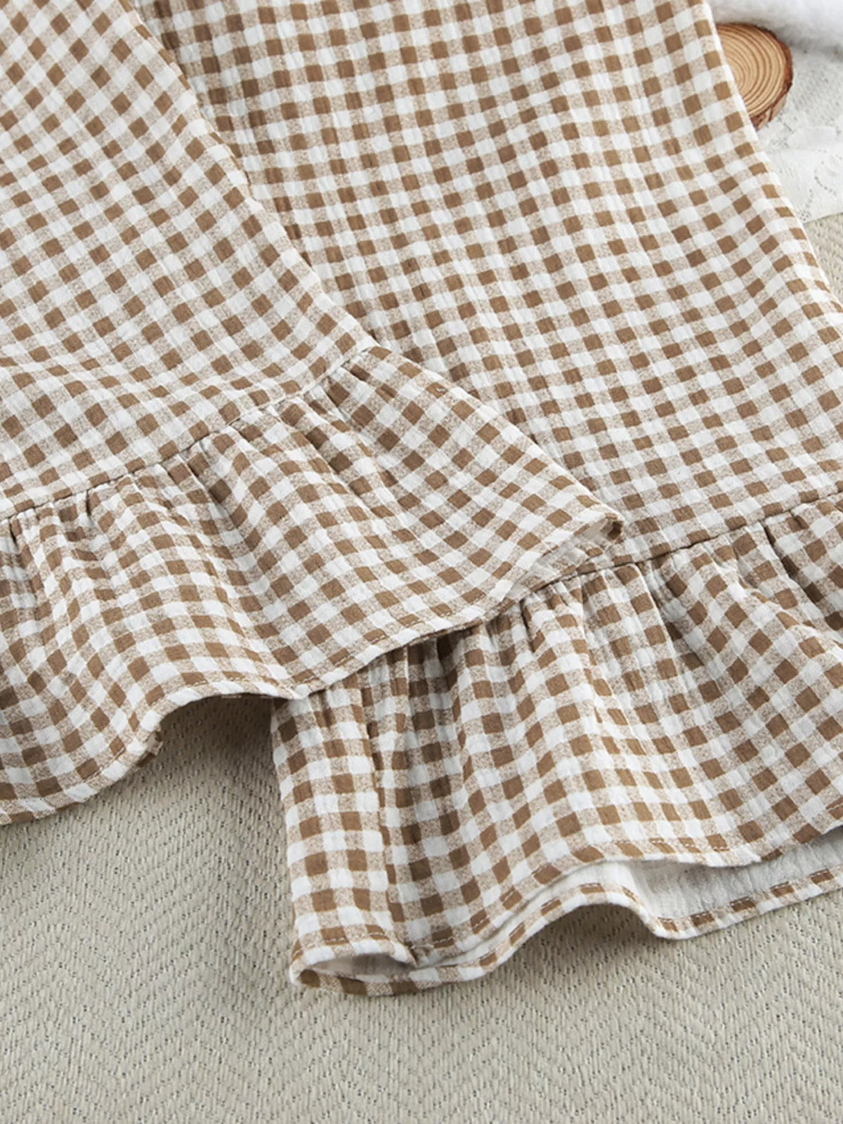 City Ease Gingham Ruffle-Trim Top & Pants Set