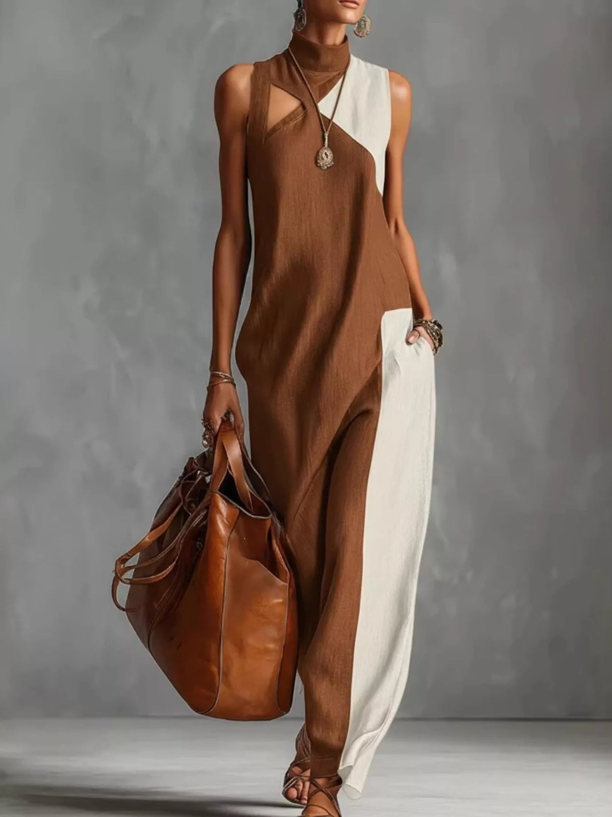 Bold Muse Color Block Sleeveless Maxi Dress Plus Size