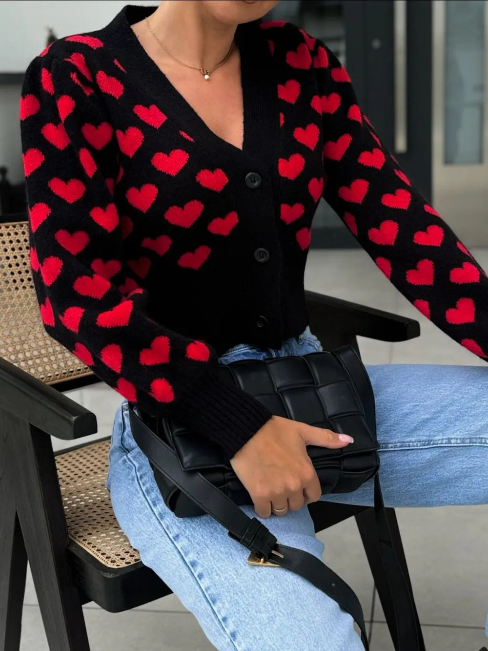 Sweetheart V-Neck Cropped Cardigan