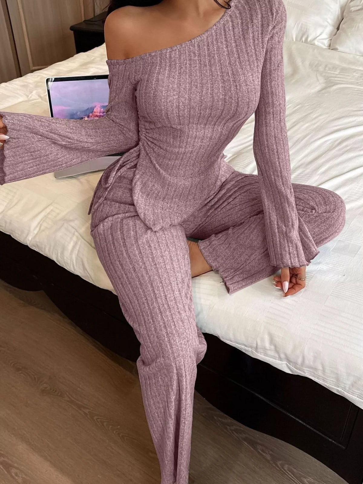 Loft Living Ribbed Knit Top & Pants Set