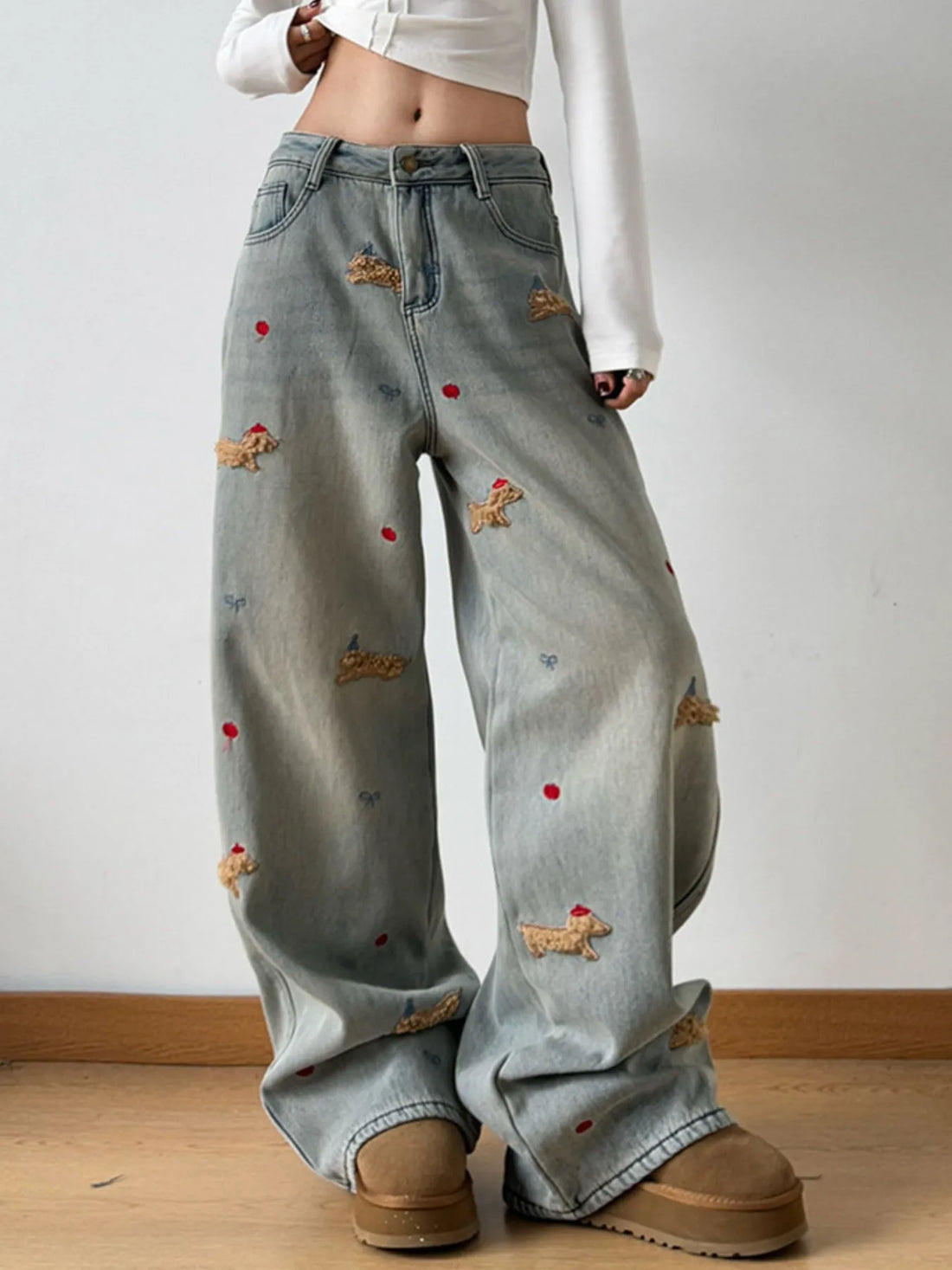 Artisan Drift Embroidered Wide-Leg Jeans